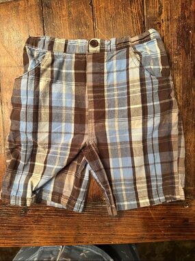 Little Rebels Kids Plaid Shorts - Blue & Brown. Size 4T